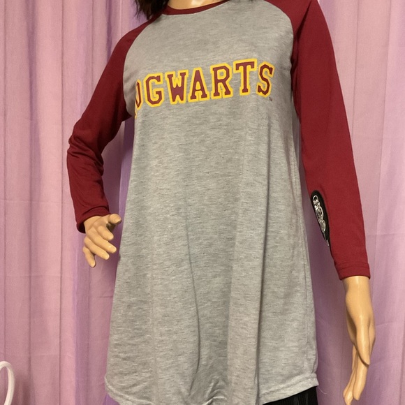 Hogwarts Gray and Red Raglan Shirt with Embroidered dark mark on forearm - Picture 1 of 5